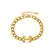 Load image into Gallery viewer, Fashion Personality Plated Gold 316L Stainless Steel Alphabet H Chain Bracelet