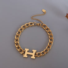 Load image into Gallery viewer, Fashion Personality Plated Gold 316L Stainless Steel Alphabet H Chain Bracelet