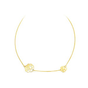 Elegant and Romantic Plated Gold 316L Stainless Steel Hollow Rose Necklace