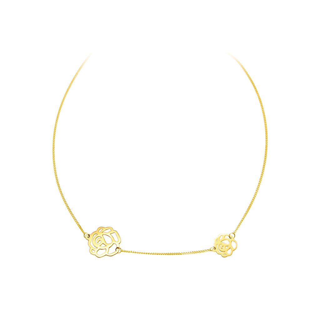 Elegant and Romantic Plated Gold 316L Stainless Steel Hollow Rose Necklace