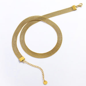 Fashion Simple Plated Gold 316L Stainless Steel Mesh Strap Geometric Necklace