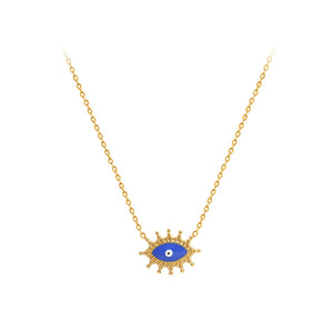 Simple Fashion Plated Gold 316L stainless Steel Devil's Eye Pendant with Necklace