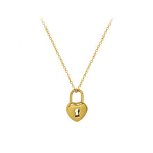 Load image into Gallery viewer, Fashion Simple Plated Gold 316L Stainless Steel Lock Pendant with Necklace