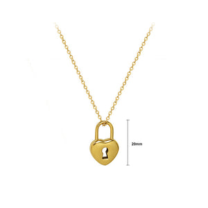 Fashion Simple Plated Gold 316L Stainless Steel Lock Pendant with Necklace