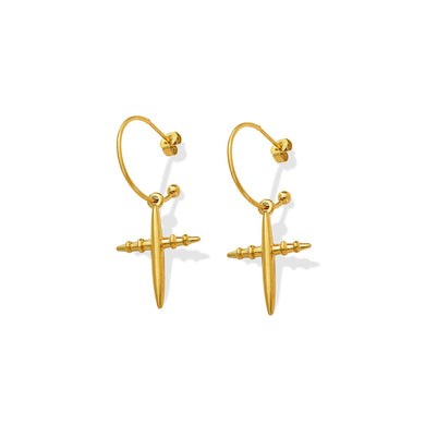Fashion Simple Plated Gold 316L Stainless Steel Cross Earrings