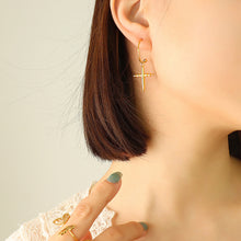 Load image into Gallery viewer, Fashion Simple Plated Gold 316L Stainless Steel Cross Earrings