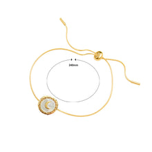 Load image into Gallery viewer, Fashion Temperament Plated Gold 316L Stainless Steel Moon Geometric Round White Shell Adjustable Bracelet