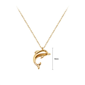 Fashion Cute Plated Gold 316L Stainless Steel Dolphin Pendant with Necklace