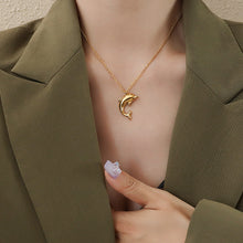 Load image into Gallery viewer, Fashion Cute Plated Gold 316L Stainless Steel Dolphin Pendant with Necklace