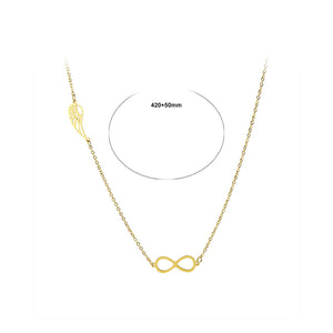 Fashion Simple Plated Gold 316L Stainless Steel Infinity Symbol Wings Necklace