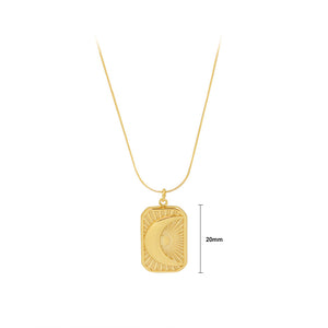 Simple Fashion Plated Gold 316L Stainless Steel Moon Geometric Pendant with Necklace