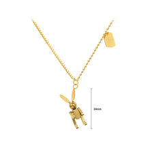 Load image into Gallery viewer, Simple Personality Plated Gold 316L Stainless Steel Mechanical Rabbit Pendant with Necklace