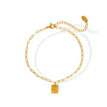 Load image into Gallery viewer, Simple and Fashion Plated Gold 316L Stainless Steel Good Luck Geometric Square Anklet