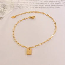 Load image into Gallery viewer, Simple and Fashion Plated Gold 316L Stainless Steel Good Luck Geometric Square Anklet