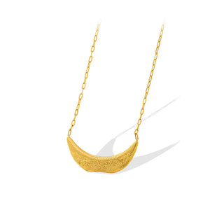 Fashion Simple Plated Gold 316L Stainless Steel Moon Pendant with Necklace