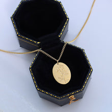 Load image into Gallery viewer, Fashion Elegant Plated Gold 316L Stainless Steel Rose Geometric Oval Pendant with Necklace