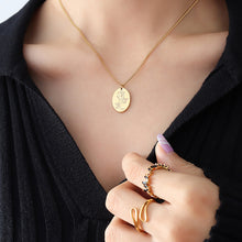 Load image into Gallery viewer, Fashion Elegant Plated Gold 316L Stainless Steel Rose Geometric Oval Pendant with Necklace