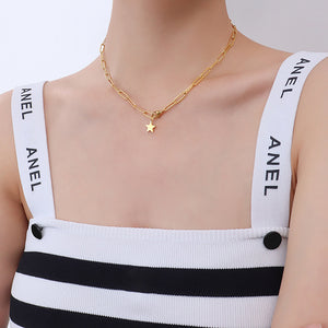 Fashion Simple Plated Gold 316L Stainless Steel Star Necklace