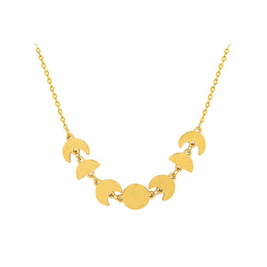 Fashion Personality Plated Gold 316L Stainless Steel Moon Change Necklace
