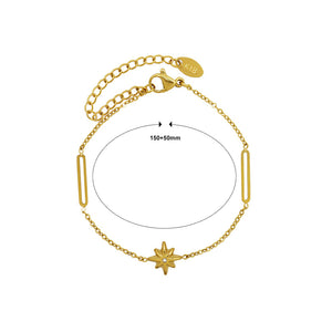 Fashion Simple Plated Gold 316L Stainless Steel Eight-pointed Star Bracelet