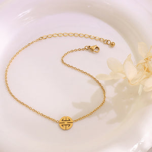 Fashion Vintage Plated Gold 316L Stainless Steel Geometric Anklet