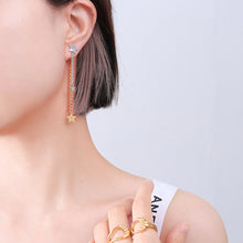 Load image into Gallery viewer, Fashion Simple Plated Gold 316L Stainless Steel Star Two Tone Tassel Earrings