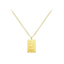 Load image into Gallery viewer, Fashion Simple Plated Gold 316L Stainless Steel Sun Pattern Geometric Square Pendant with Necklace