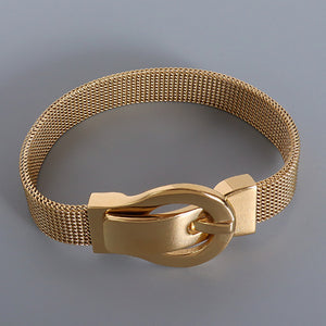 Fashion Personality Plated Gold 316L Stainless Steel Strap Shape Bracelet