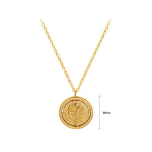 Load image into Gallery viewer, Fashion Elegant Plated Gold 316L Stainless Steel Rose Geometric Round Pendant with Necklace