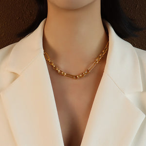 Simple Personality Plated Gold 316L Stainless Steel Chain Geometric Necklace