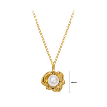 Load image into Gallery viewer, Fashion Elegant Plated Gold 316L Stainless Steel Flower Imitation Pearl Pendant with Necklace