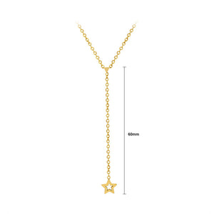 Fashion Simple Plated Gold 316L Stainless Steel Star Tassel Pendant with Necklace