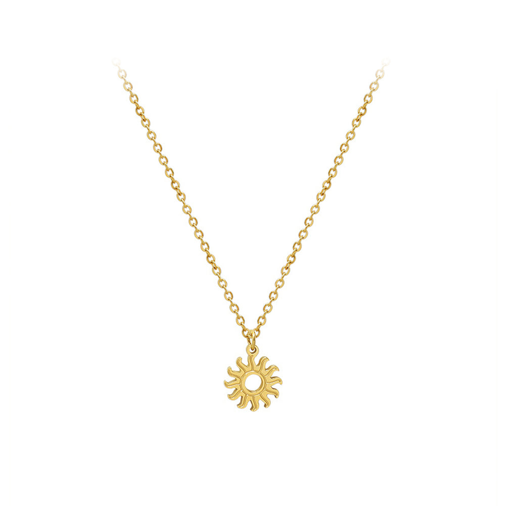 Fashion Simple Plated Gold 316L Stainless Steel Sun Pendant with Necklace