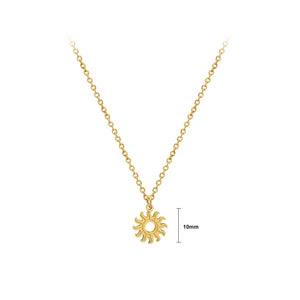 Fashion Simple Plated Gold 316L Stainless Steel Sun Pendant with Necklace