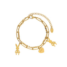 Load image into Gallery viewer, Fashion Cute Plated Gold 316L Stainless Steel Rabbit Heart Double Bracelet