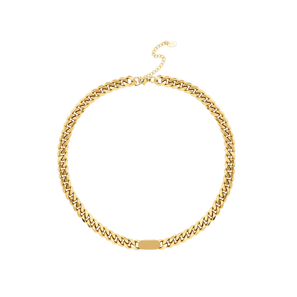 Fashion Personality Plated Gold 316L Stainless Steel Geometric Oval Chain Necklace