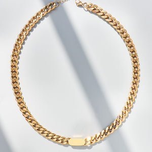 Fashion Personality Plated Gold 316L Stainless Steel Geometric Oval Chain Necklace