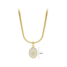 Load image into Gallery viewer, Fashion Temperament Plated Gold 316L Stainless Steel Eight-pointed Star Geometric Oval Pendant with Necklace