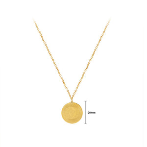 Fashion Temperament Plated Gold 316L Stainless Steel Sun Moon Pattern Geometric Round Pendant with Necklace