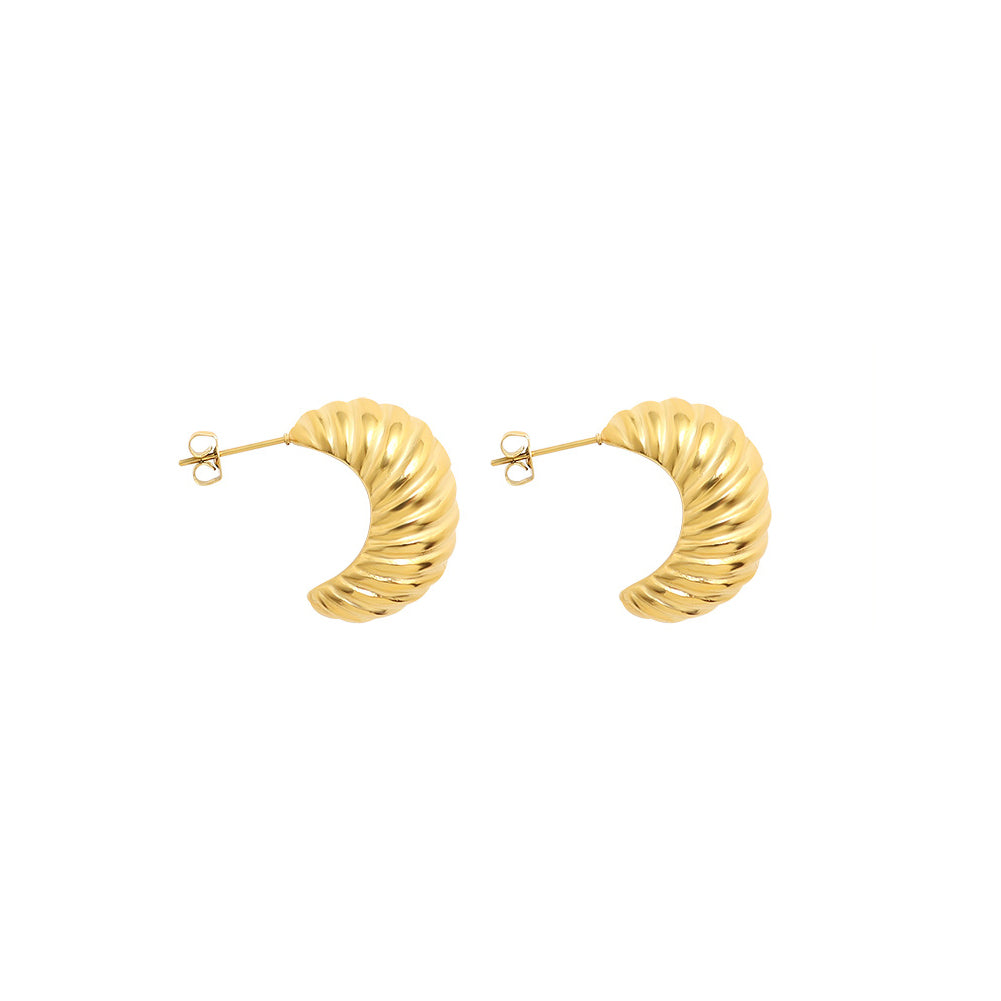 Simple Temperament Plated Gold 316L Stainless Steel Twist Moon Stud Earrings