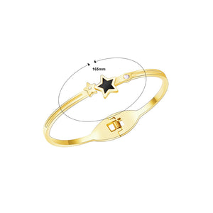 Fashion Temperament Plated Gold 316L Stainless Steel Star Bangle with Cubic Zirconia