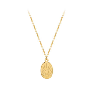 Fashion Personality Plated Gold 316L stainless Steel Devil's Eye Geometric Pendant with Necklace