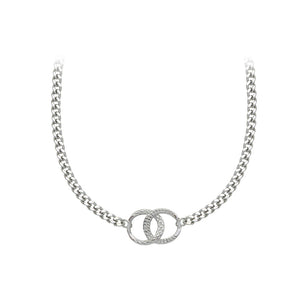 Simple Fashion 316L Stainless Steel Pattern Double Ring Necklace