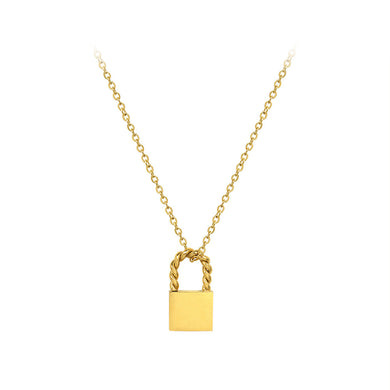 Fashion Simple Plated Gold 316L Stainless Steel Twist Lock Pendant with Necklace