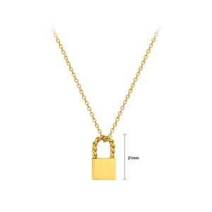 Fashion Simple Plated Gold 316L Stainless Steel Twist Lock Pendant with Necklace