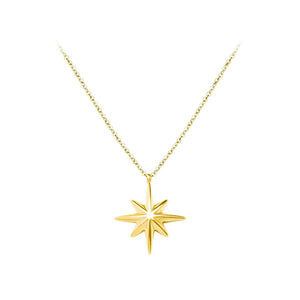 Fashion Simple Plated Gold 316L Stainless Steel Eight-pointed Star Pendant with Necklace