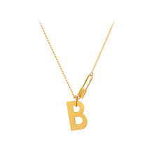 Load image into Gallery viewer, Fashion Temperament Plated Gold 316L Stainless Steel Alphabet B Pendant with Necklace