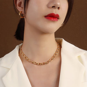 Simple Personality Plated Gold 316L Stainless Steel Chain Necklace