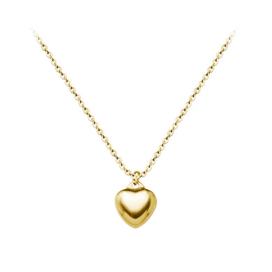 Fashion Simple Plated Gold 316L Stainless Steel Heart Pendant with Necklace