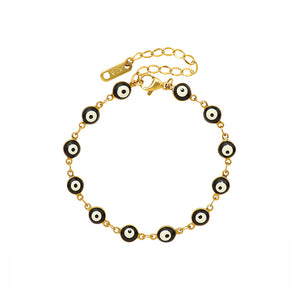 Fashion Personality Plated Gold 316L stainless Steel Enamel Devil's Eye Bracelet